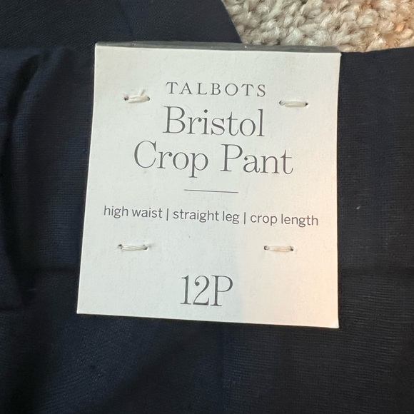 Talbots Navy Blue Linen Bristol Cropped Pants, NWT Never Worn Size 12P - Picture 2 of 5